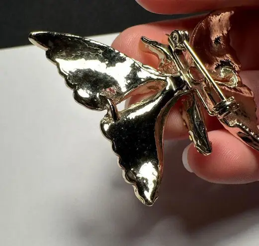 Vintage Rhinestone Butterfly Insect Signed Gerry’s Gold Tone Brooch Pin