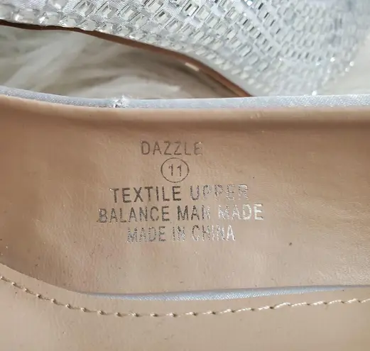 Lauren Lorraine Silver Rhinestone Embellished Pointed Toe Pumps 11