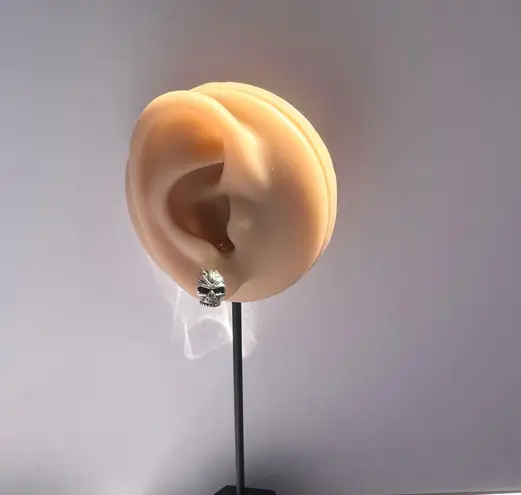 Skull Head Stud Earrings for Men Women Streetwear Punk Hip Hop Unisex Style Silver