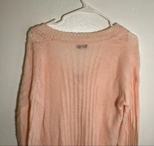 FRNCH Paris V-Neck Pointelle Cardigan Pink Pearl