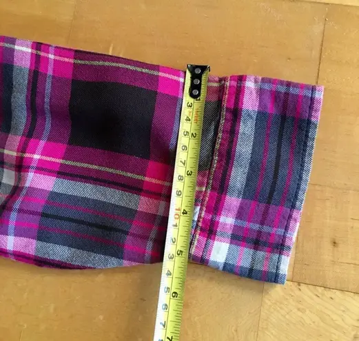 Terra & Sky Plaid Button Down Blouse, Pink, Black, Size 4X