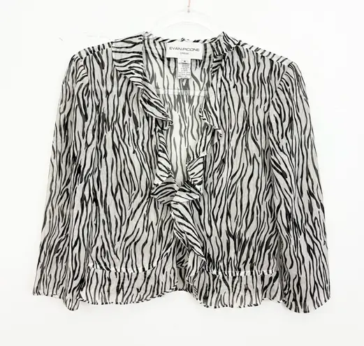 Evan Picone Vintage Zebra Print Ruffle Blouse