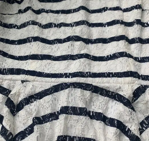 Maison Jules Black & White Striped Lace Fit & Flare Dress SZ M