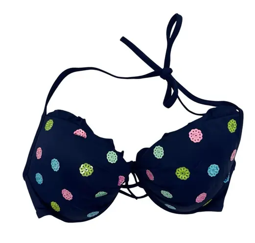 Victoria's Secret Victoria’s Secret Blue Underwire Push Up Sequin Polka Dot Bikini Top Bathing thumbnail 1