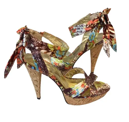 Luichiny Platform Strappy Heels Shoes Open Toe Cork Stiletto 19 Multicolor Multiple Size 10