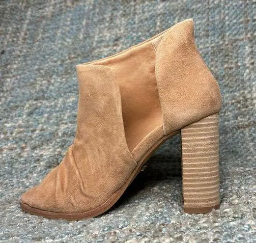 42 Gold Womens Loyalty Peep Toe Bootie in Neutral Suede Tan Size 8.5