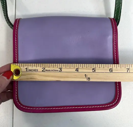 Vera Pelle Leather Crossbody Bag Saddle Bag Italian Leather Small Purse Travel Purple