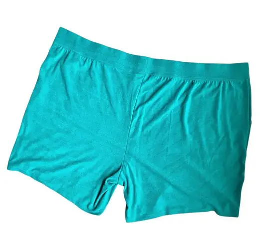 DENIM & CO ACTIVE NWOT Green Textured Knit Pull On Terry Shorts Size 4XP Pockets