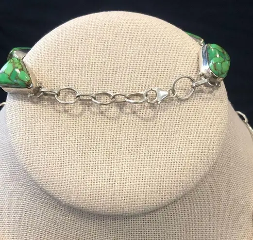 Sterling Silver Mohave Lime Green Copper Infused Turquoise Peridot Drop Earrings