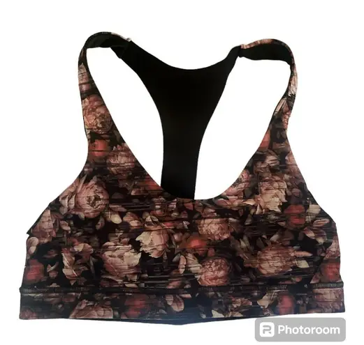 Lululemon Athletica Break Free Peony Floral Sports Bra Size 10