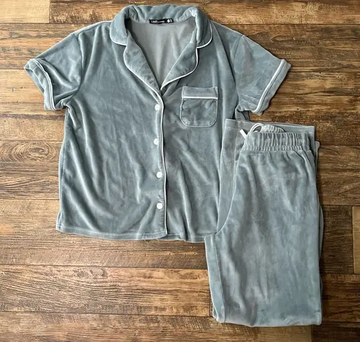 Tart Collections Gray Blue Pajama Set Cozy Sleepwear