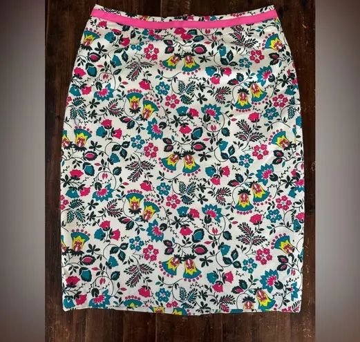 Boden Floral Pencil Skirt in Ivory Exotic Garden White Size 6