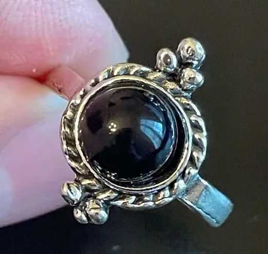 Onyx Vintage black  S925 silver plated ring size 8