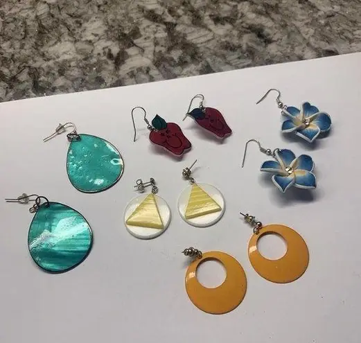 Lot Of 5 Costume Earrings Pierced Dangle Variety