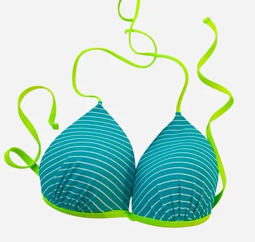 Hula Honey Striped Blue and Green Bikini Top Size XL