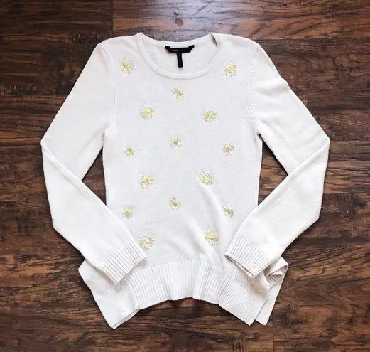 BCBGMAXAZRIA  • Loretta beaded pullover sweater embellished jewel cream ecru