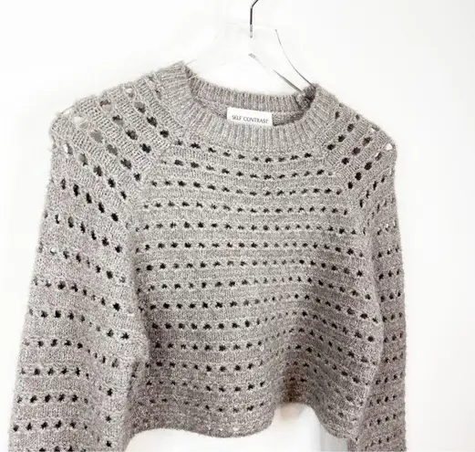Self Contrast Emersyn Cropped Sweater S Grey Gray