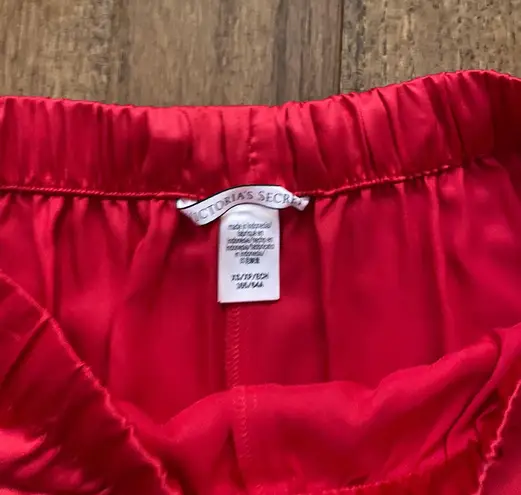 Victoria's Secret Like new Victoria’s secret red satin ruffle mini low rise sleep shorts 