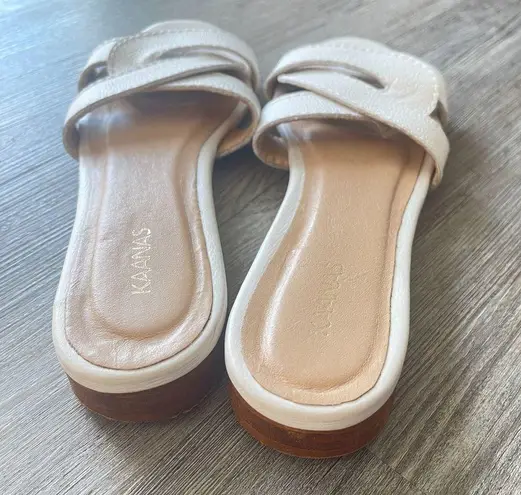 Kaanas  Santorini White Leather Slide Sandals Size 7