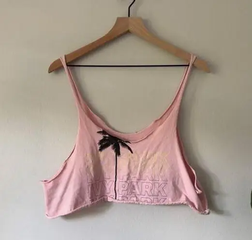 Ivy Park 100% Cotton Cropped Palm Tree Logo Tank Top Loose Fit Lightweight Cut S