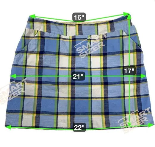 Loudmouth Ladies Blue/Green Plaid Golf Skort Stretch Shorts Size 12 Blue