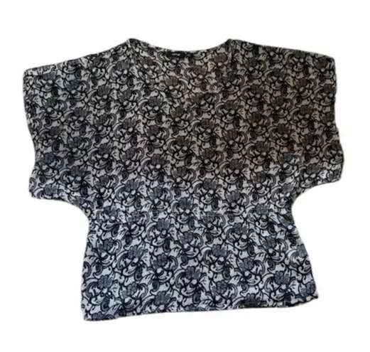 Apt. 9 Black Lace Overlay Blouse Women’s Size L – Sheer Semi-Sheer Top