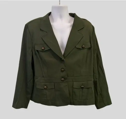 Studio 1940 Olive Green Women's Blazer Jacket With Four Pockets & Button