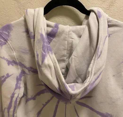 ATM Anthony Thomas Melillo Purple & White Tie Dye Zip Front Hoodie Size Small