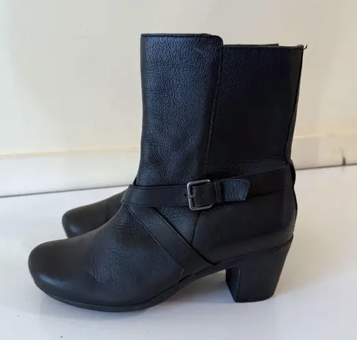 Abeo Women Pacifica Black Leather Heeled Ankle Boots Size 7 N Classic