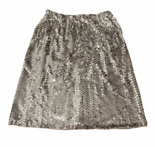 Criscione New York Vintage 80s Silver Sequins Skirt Elastic Waist size small Gray