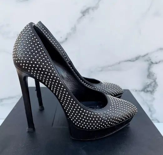 Saint Laurent women’s studded Janis black leather pumps size IT 36.5 US 6.5