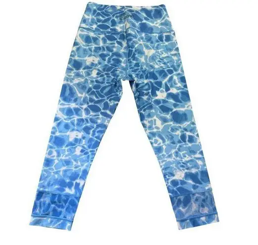 Victoria Sport Capri Leggings High Waist Blue Water Print Athleisure S