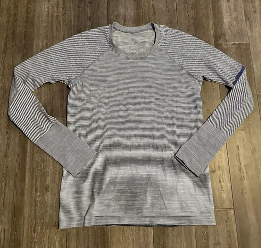 Lululemon Swiftly Tech Gray Striped Long Sleeve