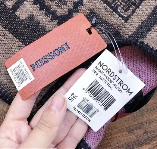 Missoni • Zigzag Wool Scarf Cape vest poncho Italian luxury designer pink tan