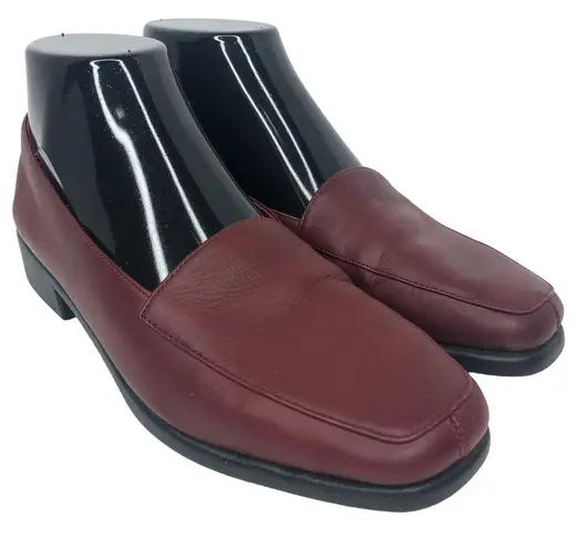 Aerosoles Red Wine Square Deal Soft Leather Loafers - Size 7.5 - Women