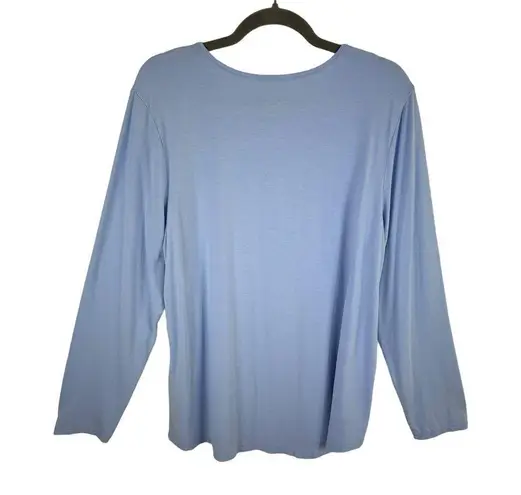 Chico's  Light Blue Long Sleeve Lightweight Stretchy Rayon T-Shirt Size XL