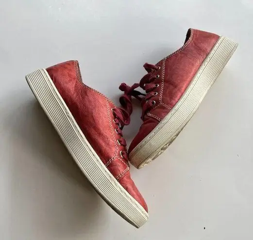 Sofft Baltazar Women's Red Leather Sneakers Lace Up Low Top 1105132 Size 8.5 M