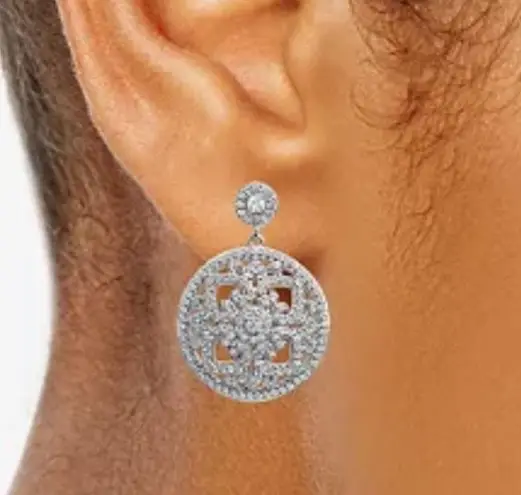 Giani Bernini Cubic Zirconia Floral Openwork Disc Drop Earrings Sterling Silver