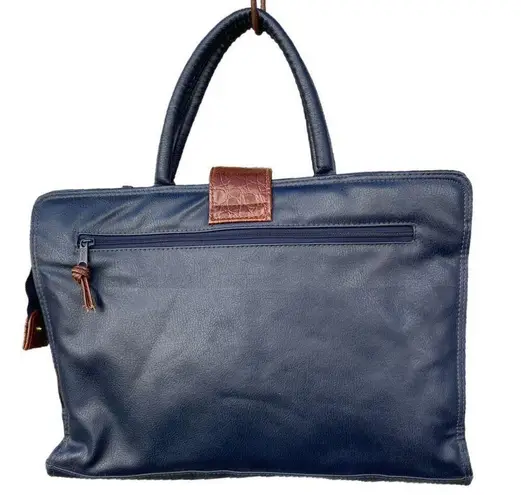 Vintage Capezio black & brown faux leather laptop briefcase Black