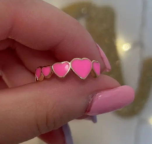 Etsy hot pink mini heart ring band