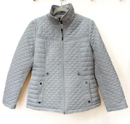 Giacca quilted jacket, light stone color, zip front, nice pockets, Sz M Size M