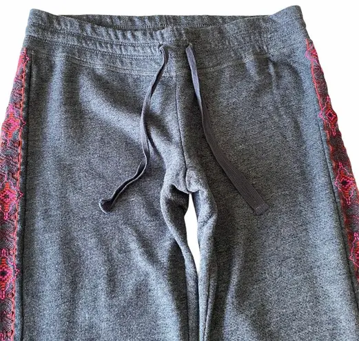 Lucky Brand VHTF: Lucky ꕥ Lotus Embroidered Tux Sweatpants ꕥ Heather Navy + Bright Pink Red