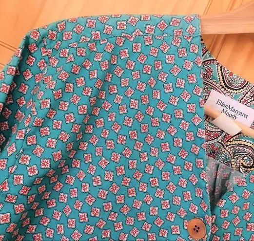 Vintage Ellen Margaret Moody tiny calico floral print blouse size L Size L