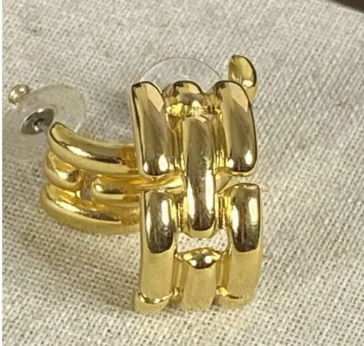 Givenchy VINTAGE MODERNIST PIERCED GOLDTONE EARRINGS