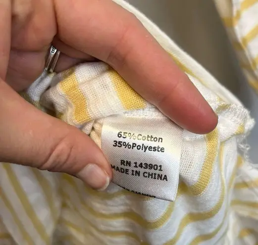 Coco + Carmen Yellow & White Striped Drawstring Hooded Tunic Shirt Sz S/M