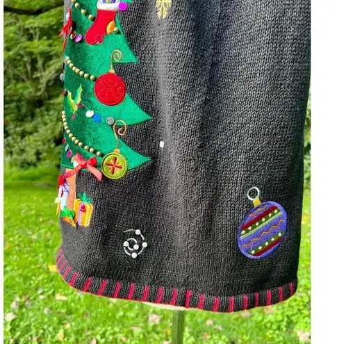Ugly Christmas Sweater Teacher Vest Christmas Tree Holiday XL Black