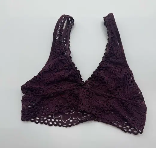 Aerie American eagle Boho bra Bralette Floral Crochet Lace Stretch Maroon small