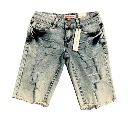 Dollhouse Denim Jean Shorts Womens Juniors Size 1 Distressed Light Washed NWT