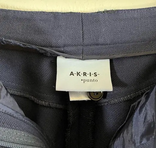 Akris Punto Pants Mikko Straight Leg Boyfriend Pants in Navy Blue Sz US 10 EUC