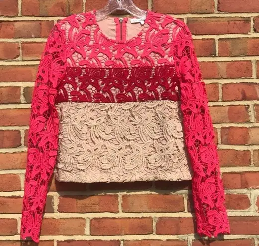 Endless Rose Vibrant Pink  Revolve Floral Lace Crop Top